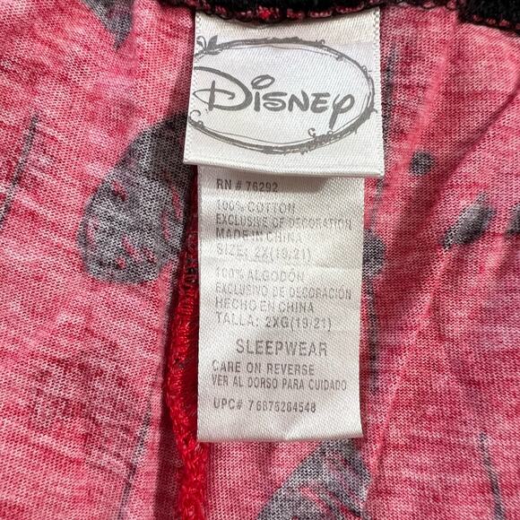 Disneys Tinker Bell Womens Pajama Lounge Pants Capris Red Black Heart Print 2X - Picture 9 of 11